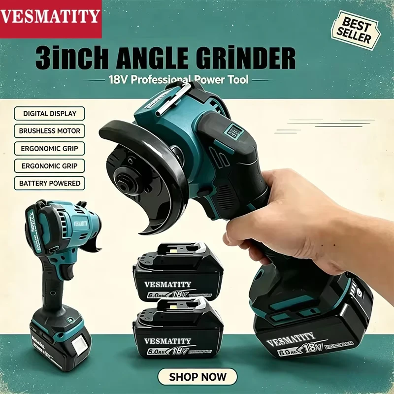 Brushless Angle Grinder Battery Powered - Цифровой дисплей, бесщеточная мини-угловая шлифовальная машина,