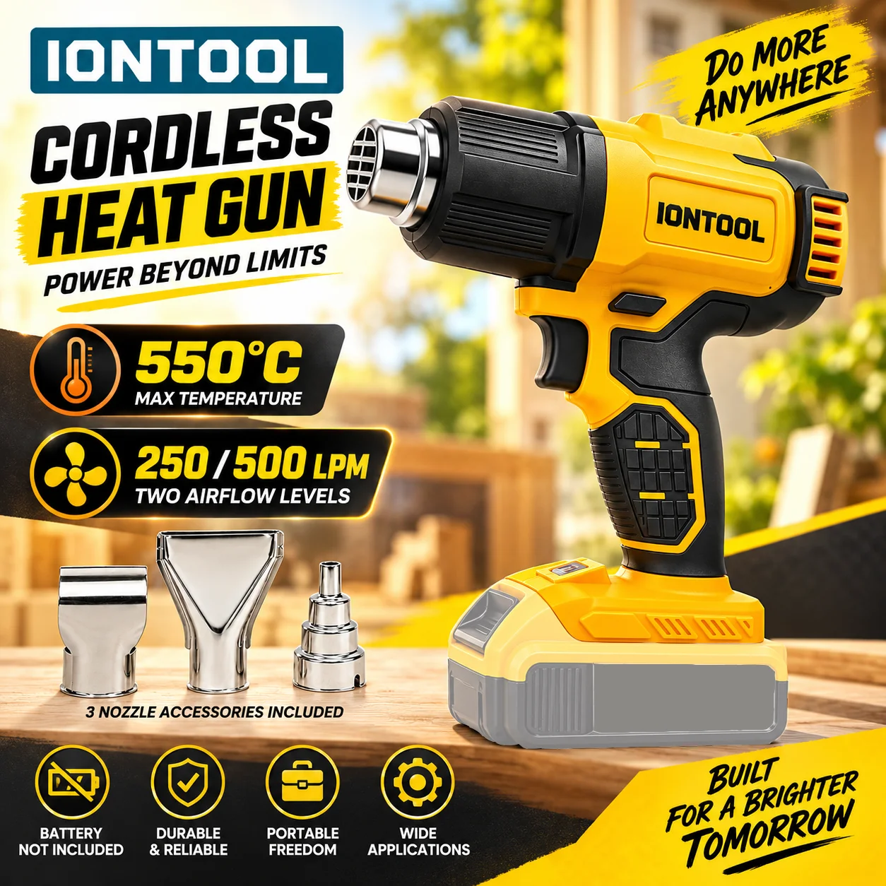 Cordless Heat Gun For Shrink Tubing - Беспроводной термофен IONTOOL 550 ℃ Высокотемпературное