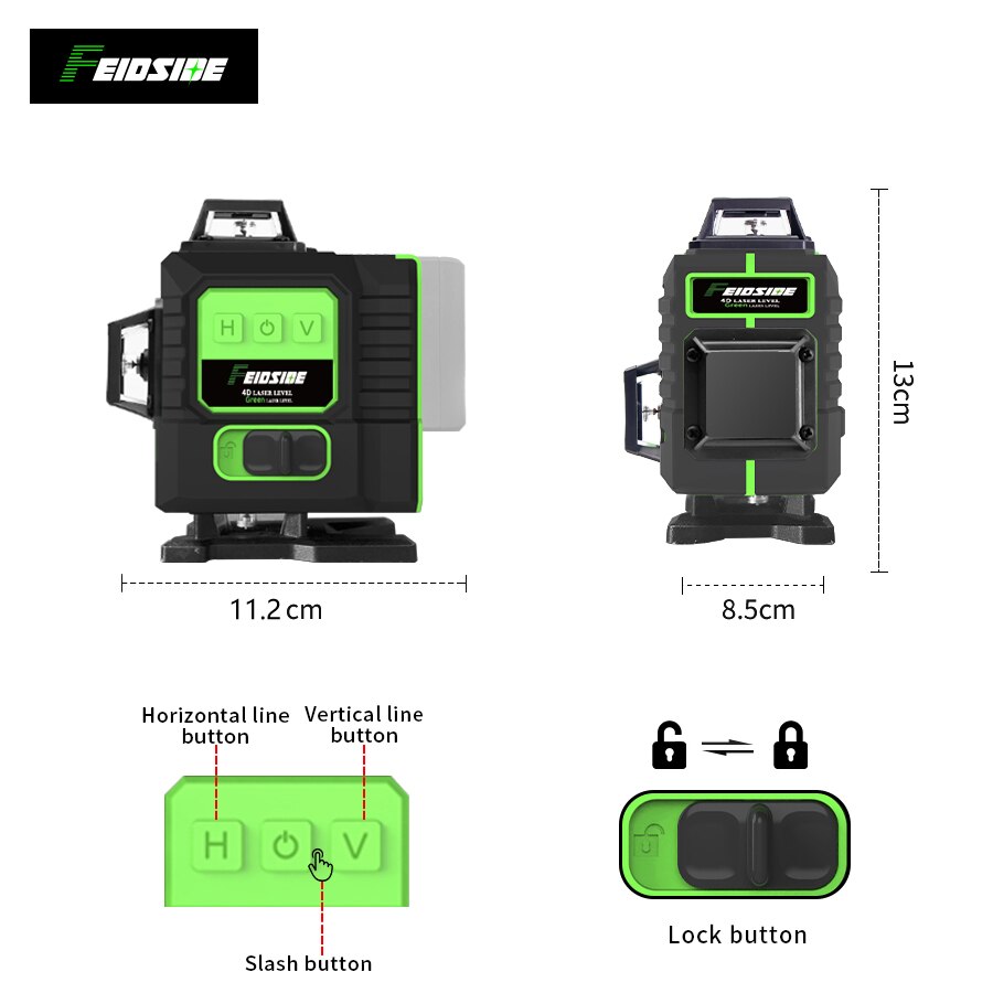 Лазерный уровень FEIDSIDE с 16 – обзор и цена Laser Level 16 Lines 4D Green